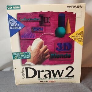 CompuWorks Draw 2 PC CD desktop design illustration clipart truetype fonts tools
